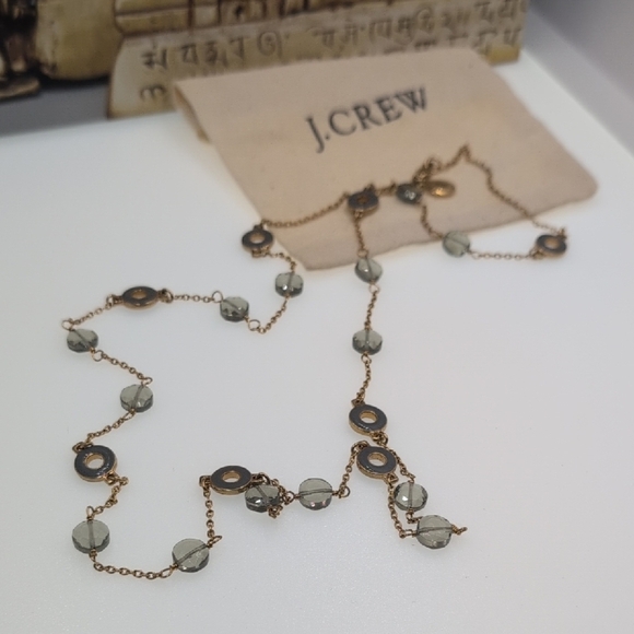 J. Crew Gold and Gray Necklace with Vintage Charm - Picture 1 of 6